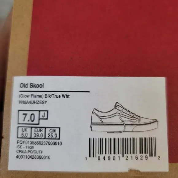 Vans Big Kids Glow Flame Old Skool Skate Shoes