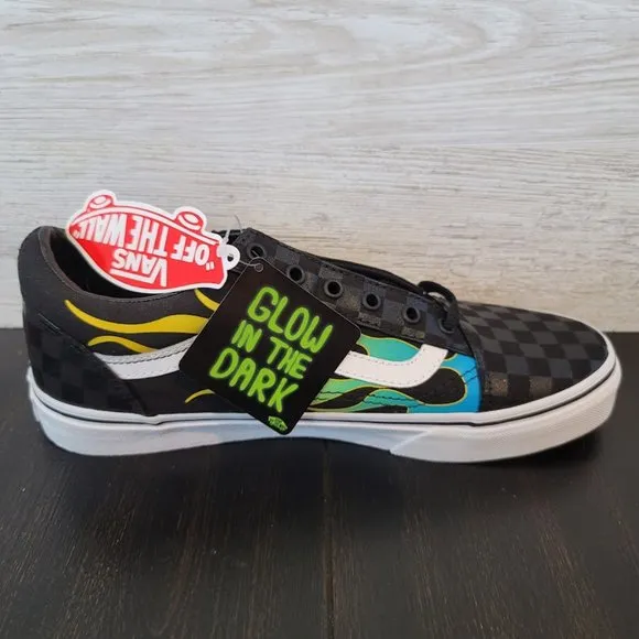 Vans Big Kids Glow Flame Old Skool Skate Shoes