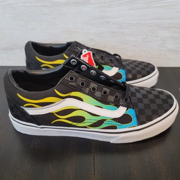 Vans Big Kids Glow Flame Old Skool Skate Shoes