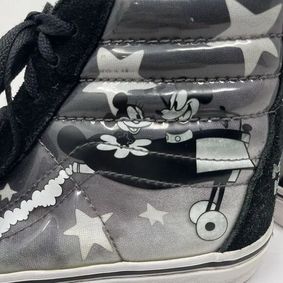 Vans Disney Shoes Mens 7 Womens 8.5 Black Mickey‎ Mouse Plane Crazy Sk8-Hi