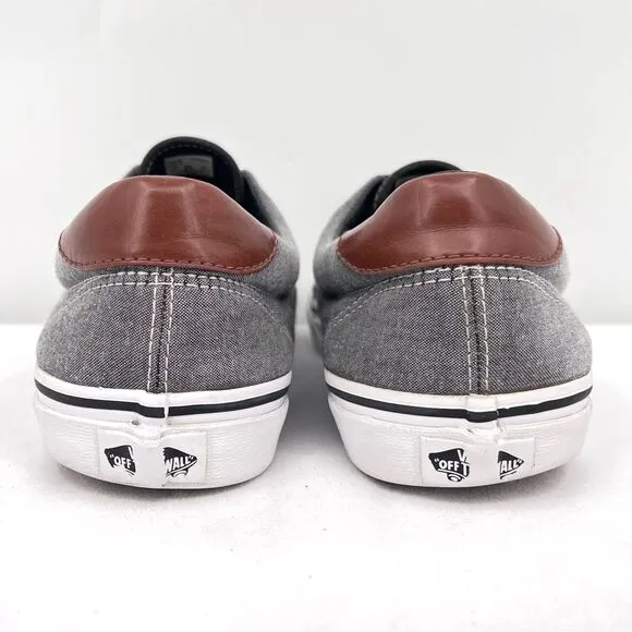 Vans Era 59 Canvas Chambray Black Gray Brown Leather Heel Low Top Skate Shoes 10