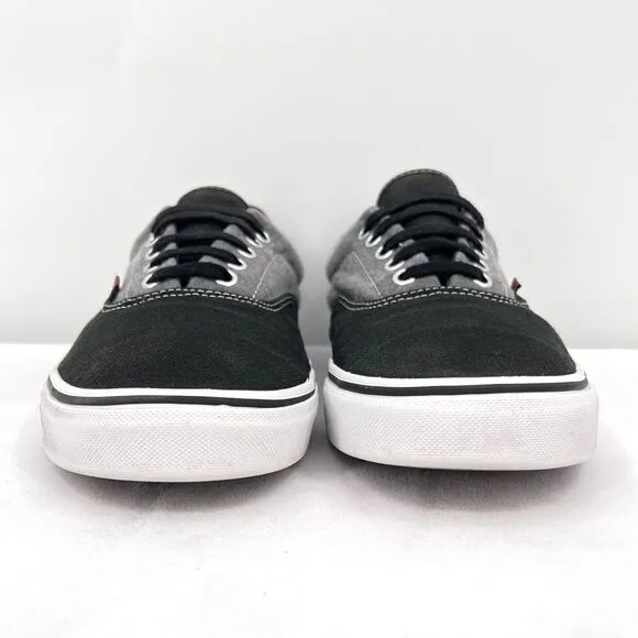 Vans Era 59 Canvas Chambray Black Gray Brown Leather Heel Low Top Skate Shoes 10