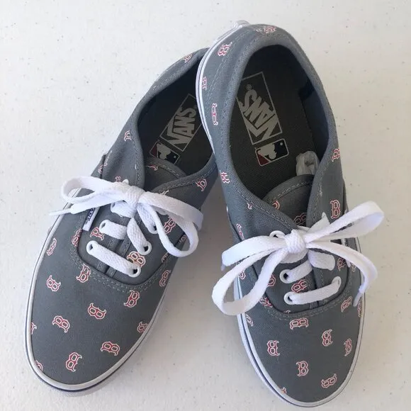 Vans Kid's Size 4.0 Official MLB Boston Red Sox Lace-Up Canvas Skate Shoes