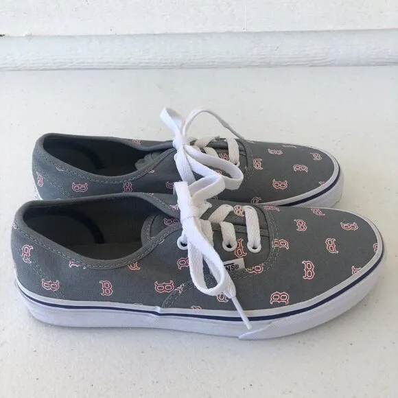 Vans Kid's Size 4.0 Official MLB Boston Red Sox Lace-Up Canvas Skate Shoes