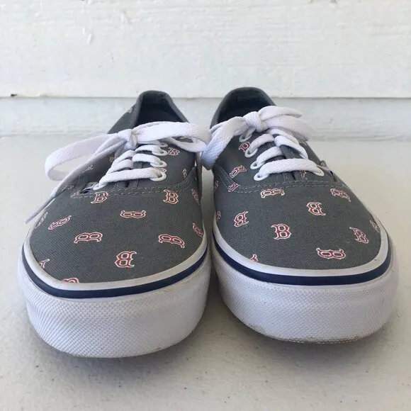 Vans Kid's Size 4.0 Official MLB Boston Red Sox Lace-Up Canvas Skate Shoes