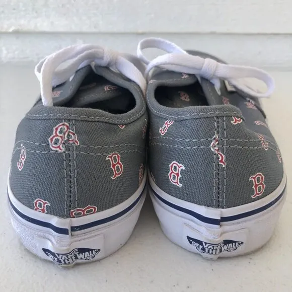 Vans Kid's Size 4.0 Official MLB Boston Red Sox Lace-Up Canvas Skate Shoes