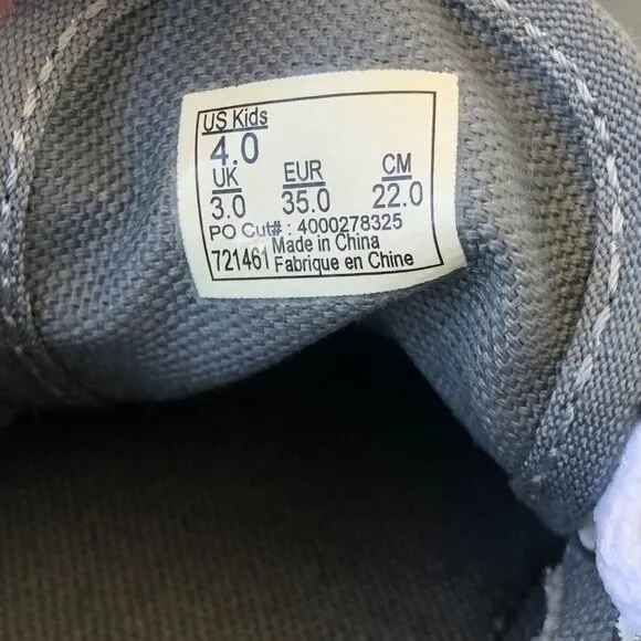 Vans Kid's Size 4.0 Official MLB Boston Red Sox Lace-Up Canvas Skate Shoes