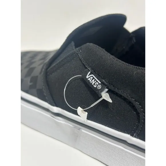 Vans Men Size 9.5 Asher Black Checkerboard Slip On Shoes