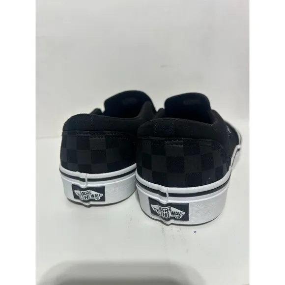 Vans Men Size 9.5 Asher Black Checkerboard Slip On Shoes