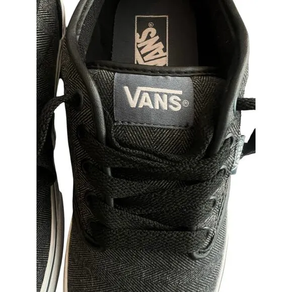 VANS MENS ATWOOD TEXTILE BLACK/ORION SKATE SHOES LACE UP SIZE 9 1/2 LIKE NEW