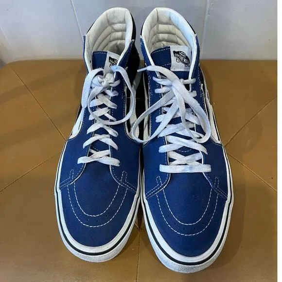 Vans Men’s Sk8 Hi Bolt Suede Canvas True‎ Blue High Tops Skate Shoes Size 11.5