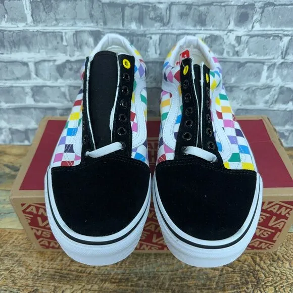 Vans Old‎ Skool Checkerboard Rainbow Skate Shoes Mens Size 6.5 / Womens 8 New