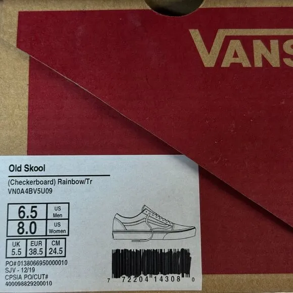 Vans Old‎ Skool Checkerboard Rainbow Skate Shoes Mens Size 6.5 / Womens 8 New