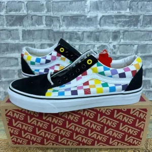 Vans Old‎ Skool Checkerboard Rainbow Skate Shoes Mens Size 6.5 / Womens 8 New