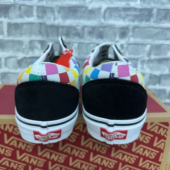 Vans Old‎ Skool Checkerboard Rainbow Skate Shoes Mens Size 6.5 / Womens 8 New