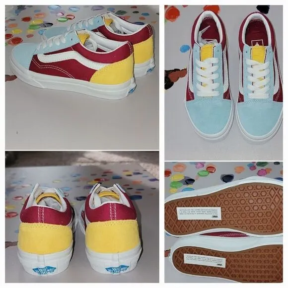Vans Old Skool Classic Retro Rainbow Multi Color Skate Shoes Size 13