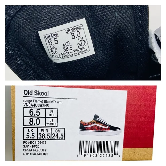 Vans Old Skool Logo Flame Orange Black