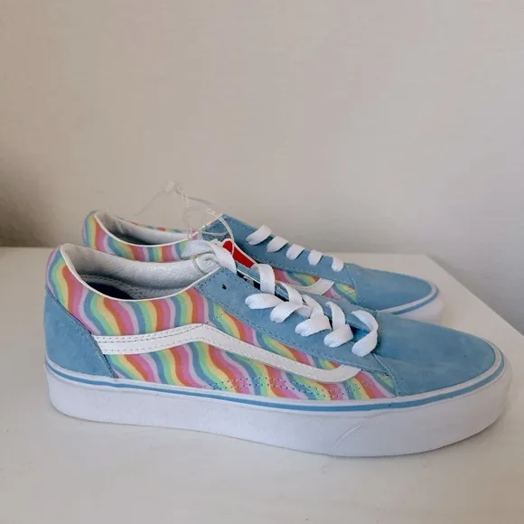 Vans Old Skool Wavy Rainbow Blue Skate Shoes