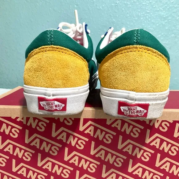 Vans Old Skool Yacht Club Blue, Green, Yellow &amp; Red Skate Shoes.