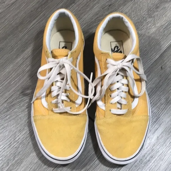 Vans Old Skool Yellow &amp; White Skate Shoes size 8 men’s 9.5 womens
