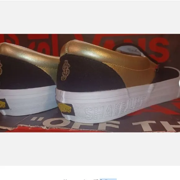 VANS Shake Junt Slip On Pro Shoes Black / Gold Men's 11.5 VN0A347V13L