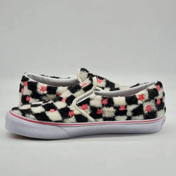 VANS Sherpa Checkerboard Junior Kids Girls Size 6.5 Classic Slip On Shoe Sneaker