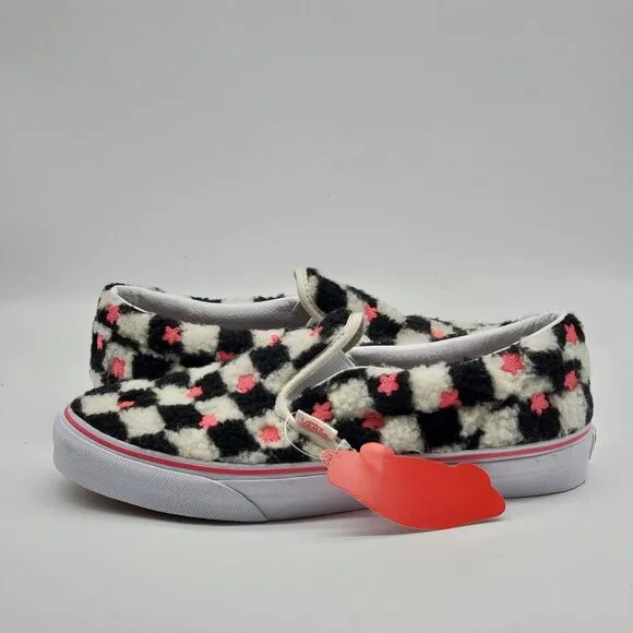 VANS Sherpa Checkerboard Junior Kids Girls Size 6.5 Classic Slip On Shoe Sneaker
