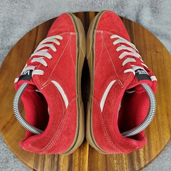 Vans Shoes Men's 8 Red Suede Leather Seldan Low Top Lace Up Skate Sneakers