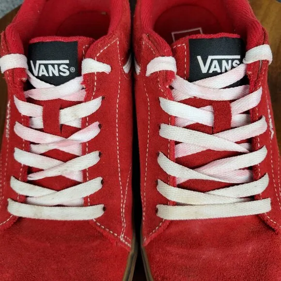 Vans Shoes Men's 8 Red Suede Leather Seldan Low Top Lace Up Skate Sneakers