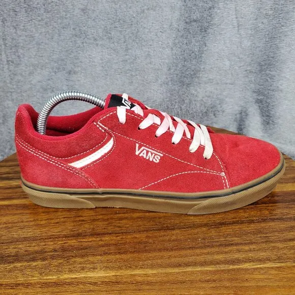Vans Shoes Men's 8 Red Suede Leather Seldan Low Top Lace Up Skate Sneakers
