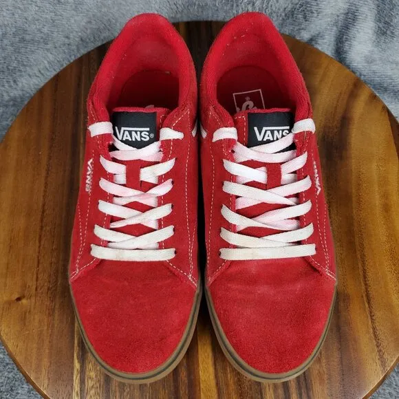 Vans Shoes Men's 8 Red Suede Leather Seldan Low Top Lace Up Skate Sneakers