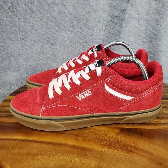 Vans Shoes Men's 8 Red Suede Leather Seldan Low Top Lace Up Skate Sneakers