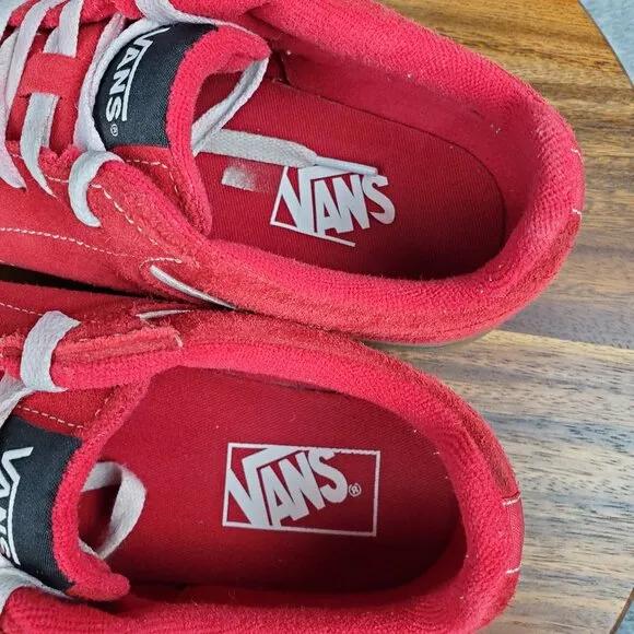 Vans Shoes Men's 8 Red Suede Leather Seldan Low Top Lace Up Skate Sneakers