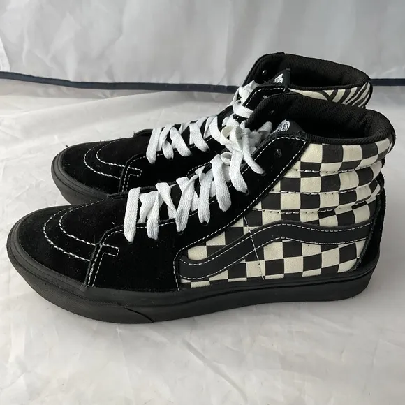 Vans Sk8-Hi ComfyCush 'Mixed Media Black Checkerboard &amp; Zebra Mens 7/Womens 8.5