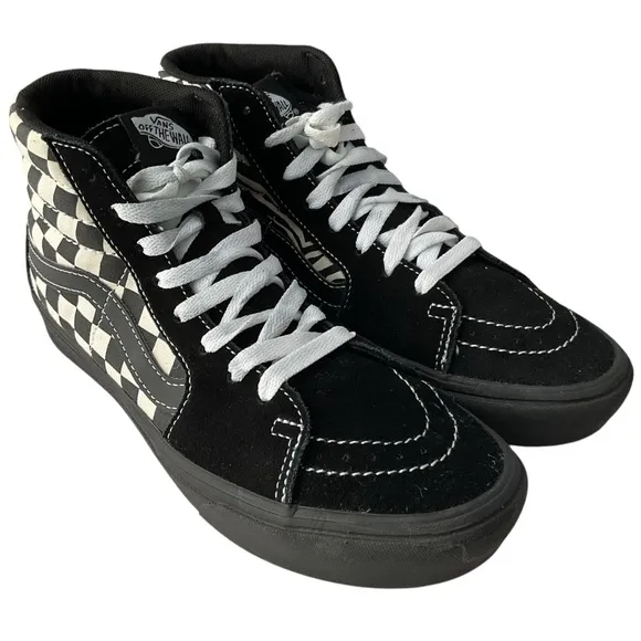 Vans Sk8-Hi ComfyCush 'Mixed Media Black Checkerboard &amp; Zebra Mens 7/Womens 8.5