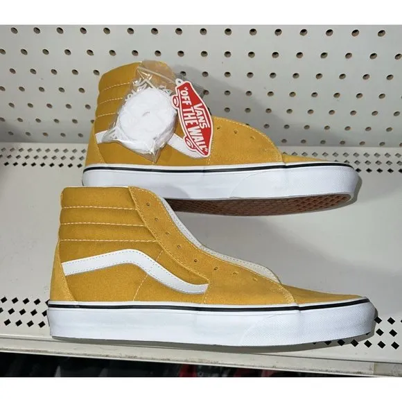 VANS Sk8-Hi Golden Yellow Mens Suede Athletic Skate Shoes Sneakers Size 8.5