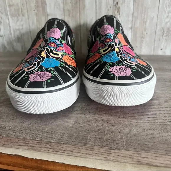 Vans Slip-On Dia De Los Muertos Black &amp; White Skate Size 11.5