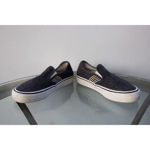 VANS Womens Slip-on SF Ultracush Gray Funk Stripe Rainbow Skate Shoes Size 5