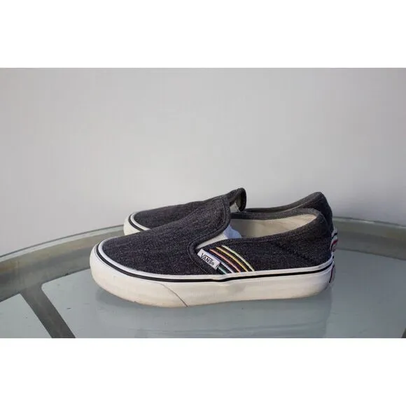 VANS Womens Slip-on SF Ultracush Gray Funk Stripe Rainbow Skate Shoes Size 5