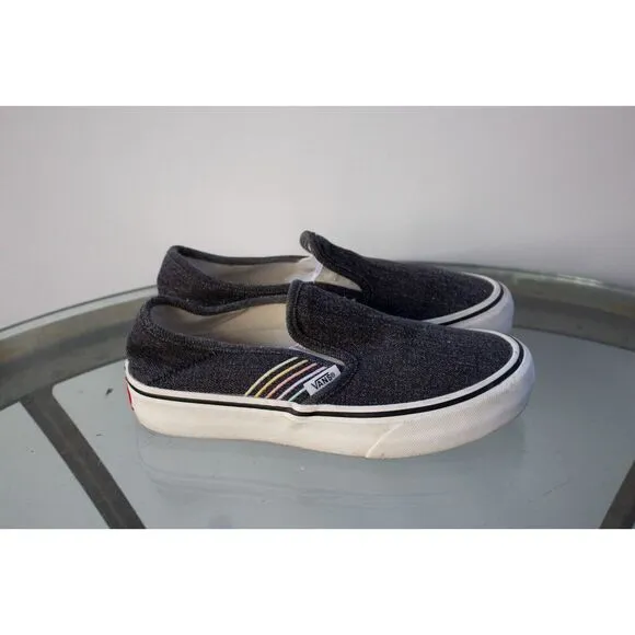 VANS Womens Slip-on SF Ultracush Gray Funk Stripe Rainbow Skate Shoes Size 5