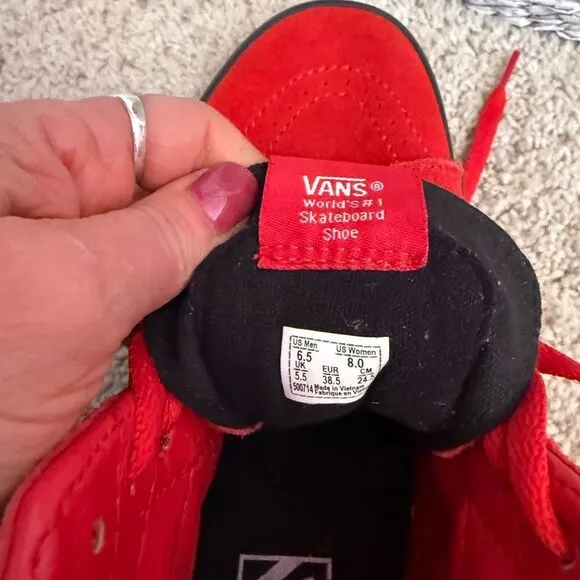 Vans Rare Sk8-Hi Red Reissue Floral Embroidered Festival Satin Skate Shoes W8