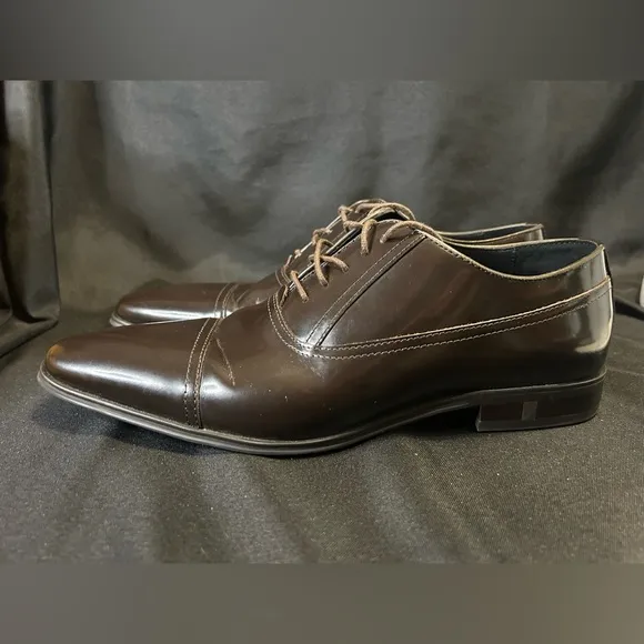 Versace Collection Men's Lace-Up Dress Shoes, Brown Leather