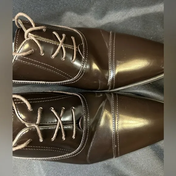 Versace Collection Men's Lace-Up Dress Shoes, Brown Leather