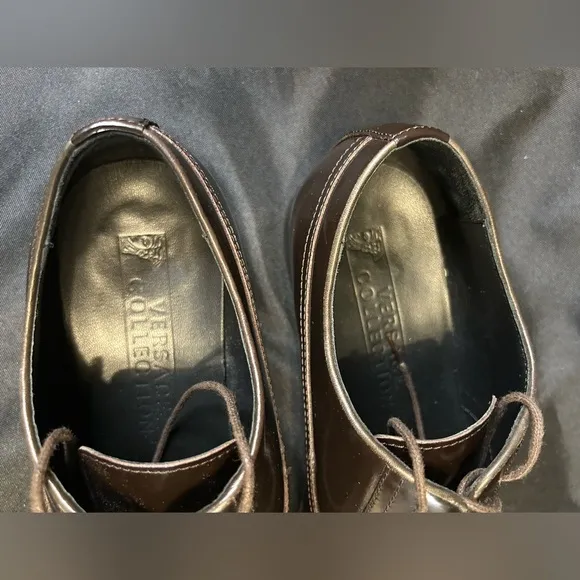 Versace Collection Men's Lace-Up Dress Shoes, Brown Leather