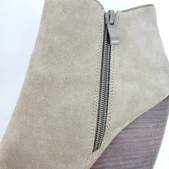 Very Volatile Whitby Boots Khaki Distressed Suede Leather Wedge Booties Sz 10