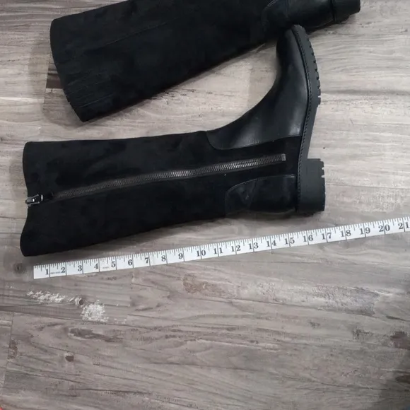 Via Spiga V-Edeline Black Suede &amp;Leather Knee High Boots Sz 7.5
