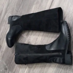 Via Spiga V-Edeline Black Suede &amp;Leather Knee High Boots Sz 7.5