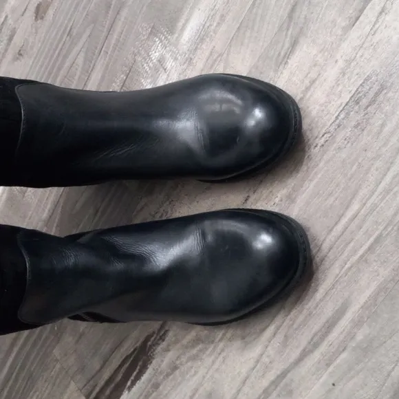 Via Spiga V-Edeline Black Suede &amp;Leather Knee High Boots Sz 7.5