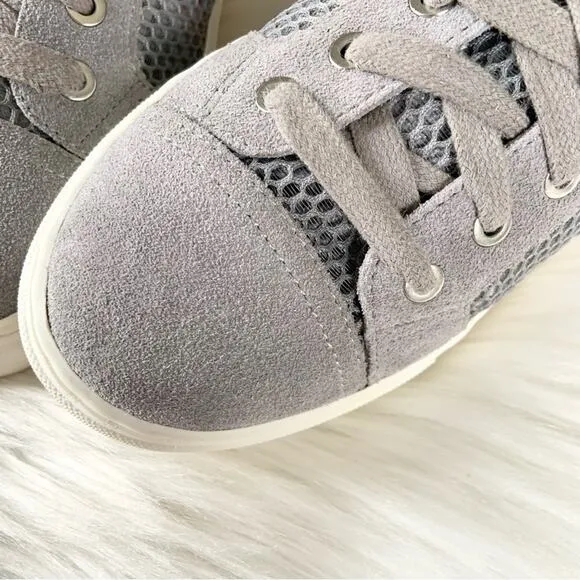 Vince Camuto Grey Breya Mesh Sneakers Lace Up Size 7 Genuine Leather NWOT