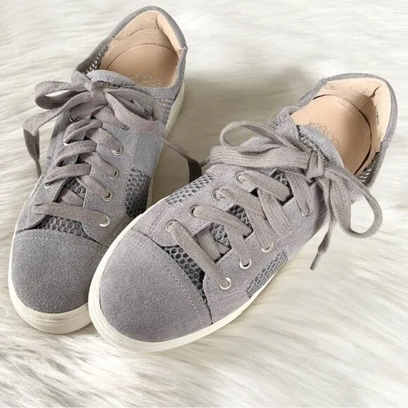Vince Camuto Grey Breya Mesh Sneakers Lace Up Size 7 Genuine Leather NWOT
